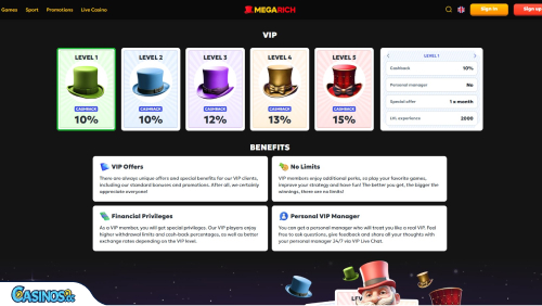 MegaRich Casino VIP program