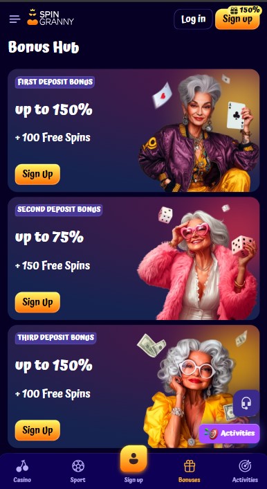 SpinGranny Casino Bonuses