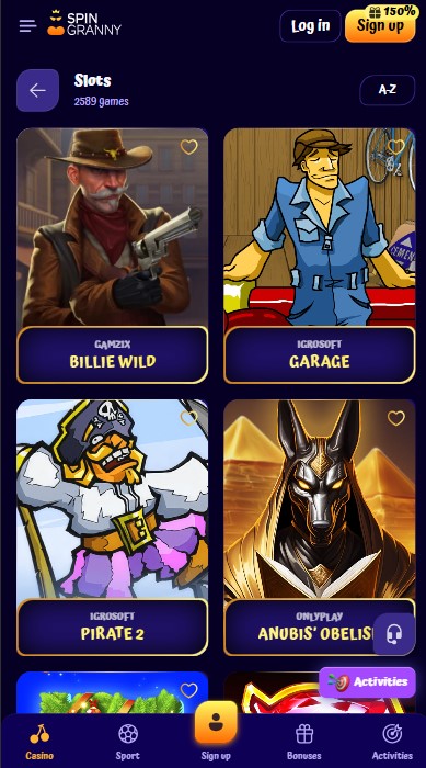 SpinGranny Casino Games