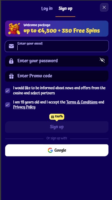 SpinGranny Casino SIgn Up