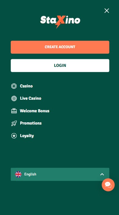 Lobby de Staxino Casino montrant les jeux et promotions