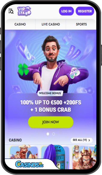 Aplicação móvel Vipsta Casino