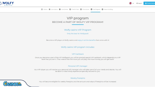 Wolfy Casino VIP program