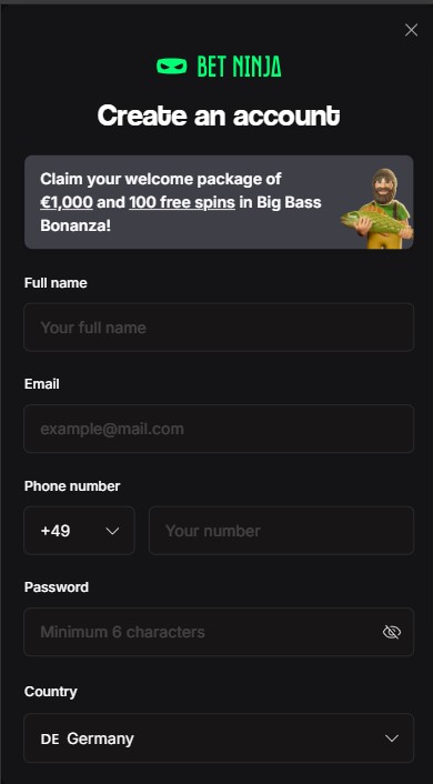 BetNinja Casino Sign Up