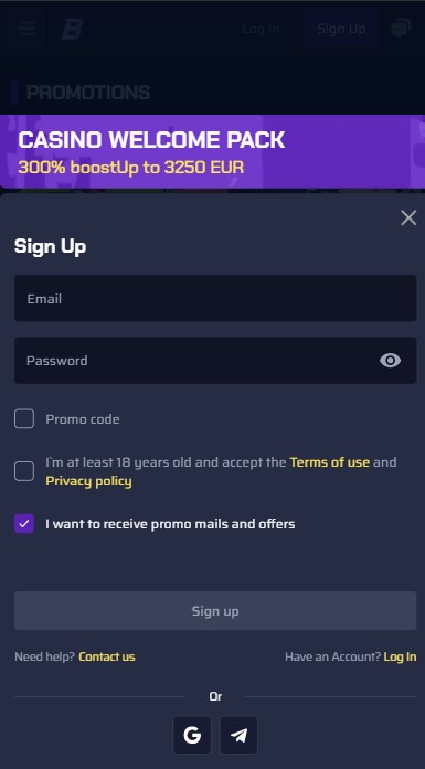 Betory Casino Sign Up