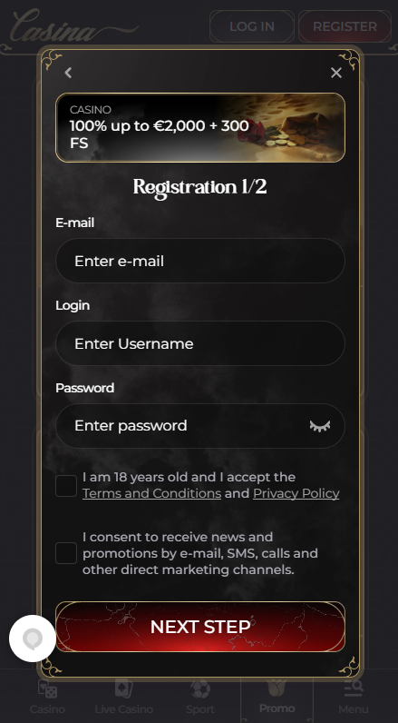 Casina Casino Sign Up