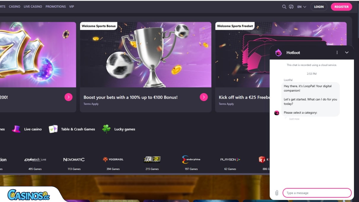 HotLoot Casino Support