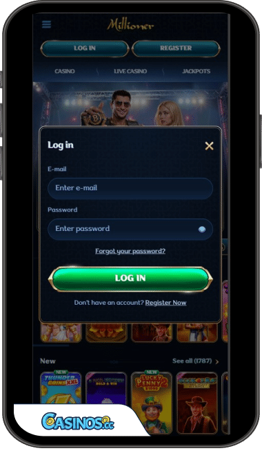 Connexion à Millioner Casino depuis un mobile