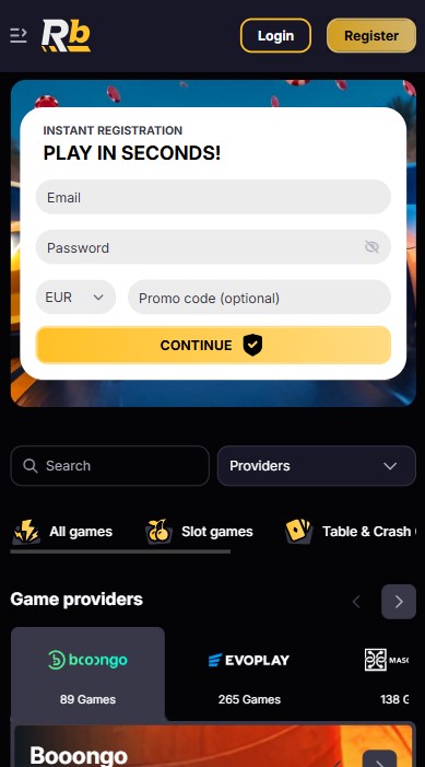 RoiBets Casino Lobby