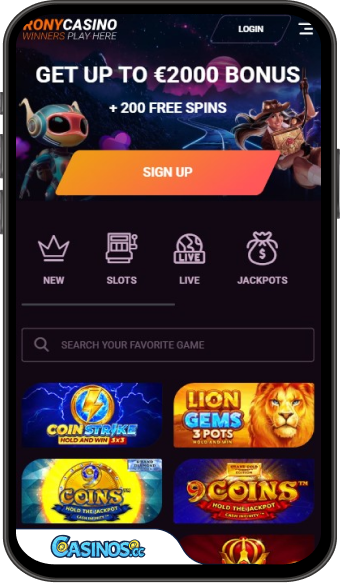 RonyCasino mobiele app