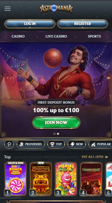 AstroMania Casino Lobby