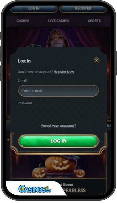 Přihlášení do kasina AstroMania z mobilního zařízení
