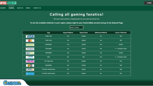 Casino Mate Payments
