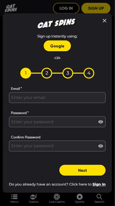 Cat Spins Casino Sign Up