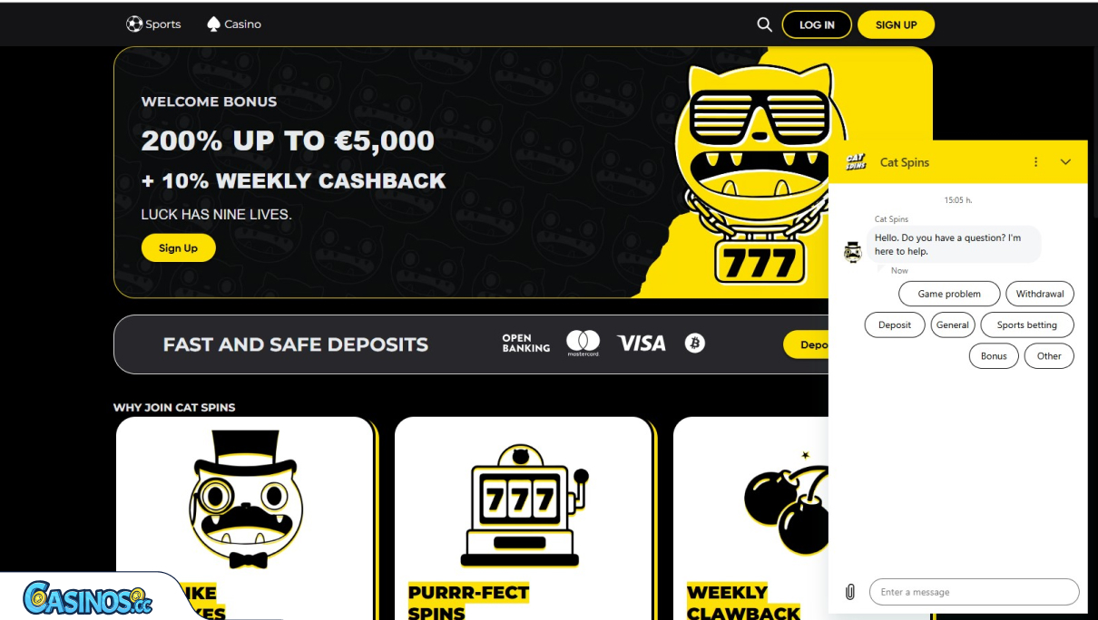 Cat Spins Casino-klantenservice