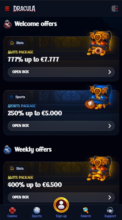 Dracula Casino Bonuses