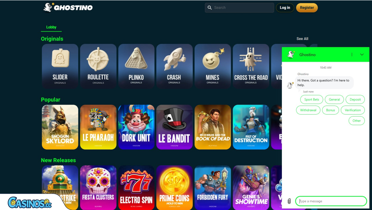 Ghostino Casino Support