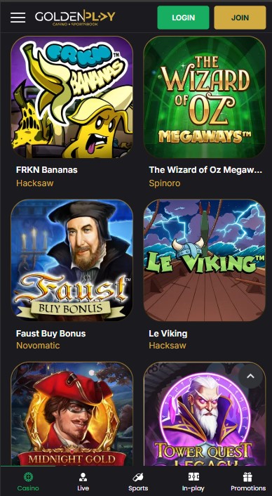 GoldenPlay Casino Games