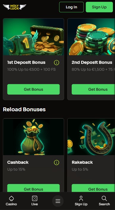Holyluck Casino Bonuses