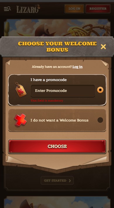 Lizaro Casino Sign Up