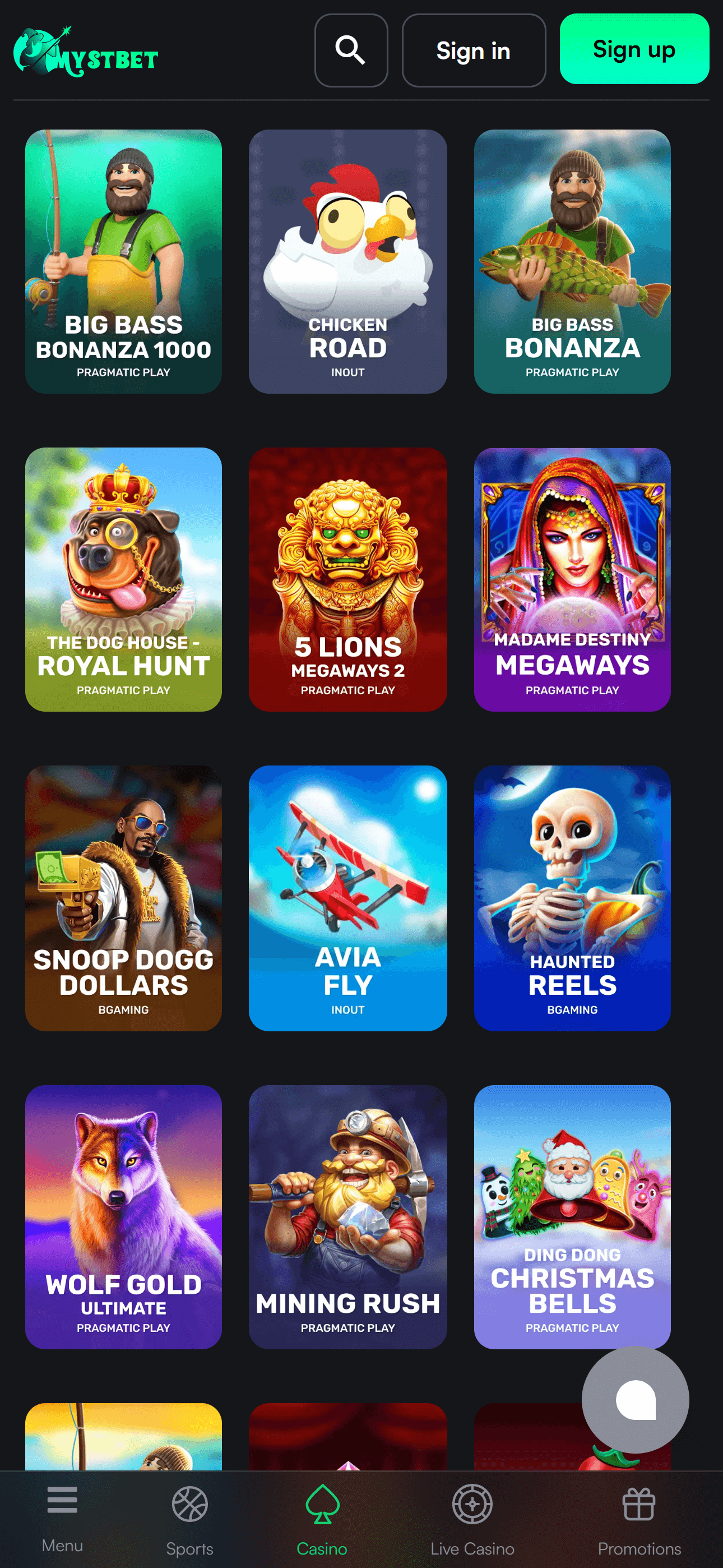 MystBet Casino Games