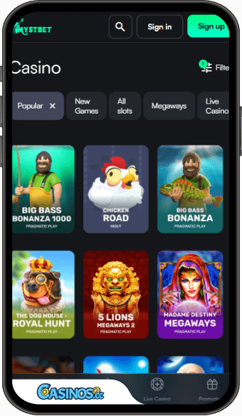 Aplikacja mobilna MystBet Kasyno