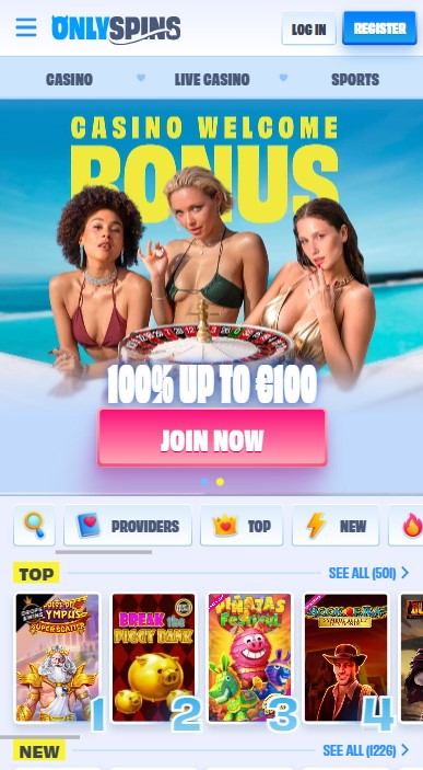 OnlySpins Casino Lobby