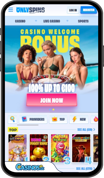 Mobilní aplikace OnlySpins Casino