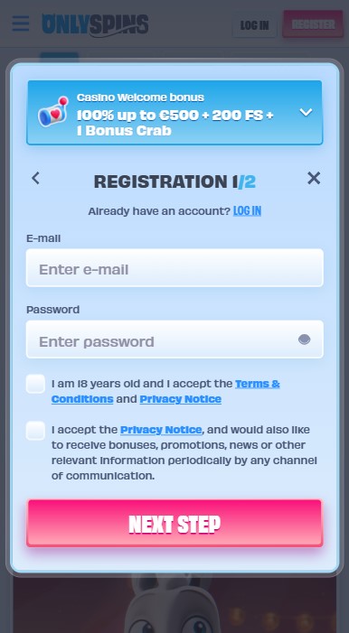 OnlySpins Casino Sign Up