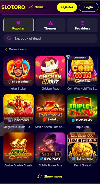 Slotoro Casino Games