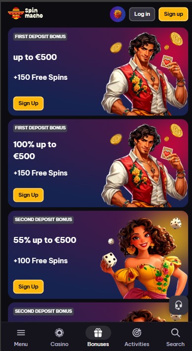 SpinMacho Casino Bonuses