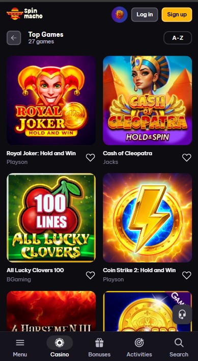 SpinMacho Casino Games