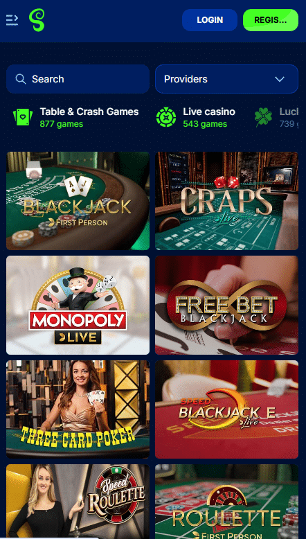 Spinny Casino Live games