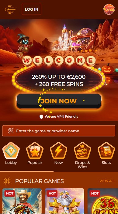 VegaZone Casino Lobby