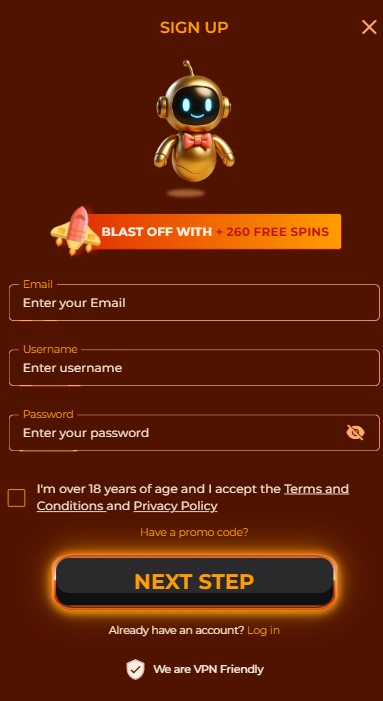 VegaZone Casino Sign Up