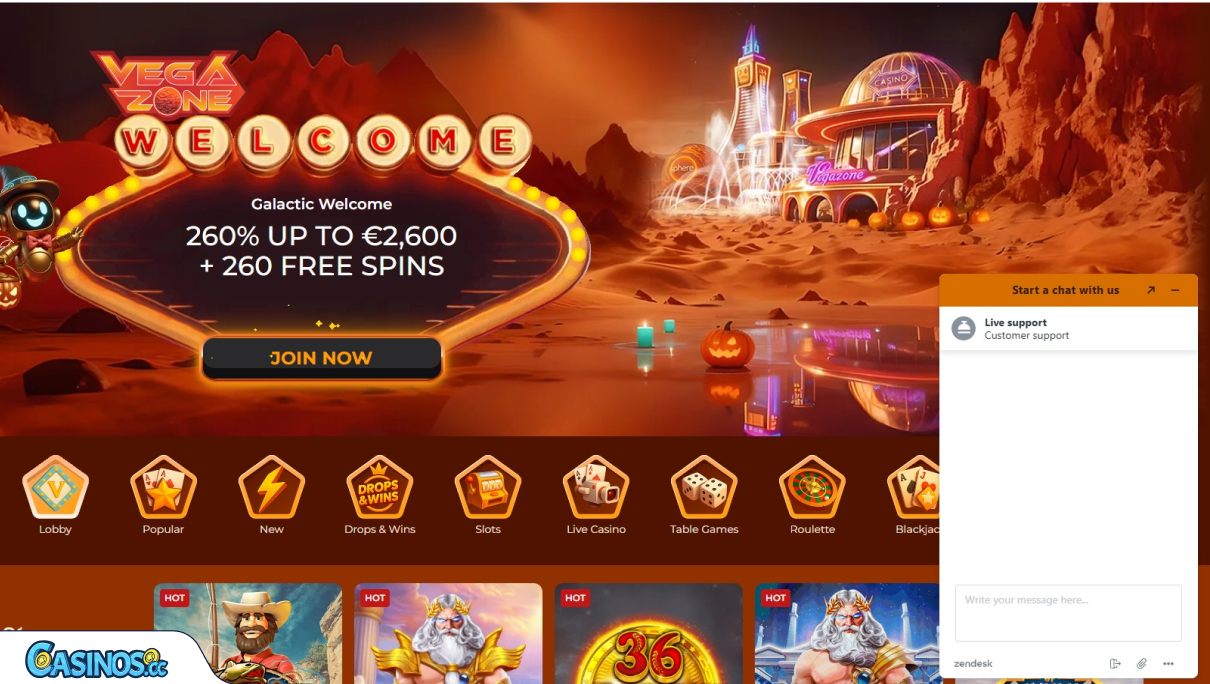 VegaZone Casino Support