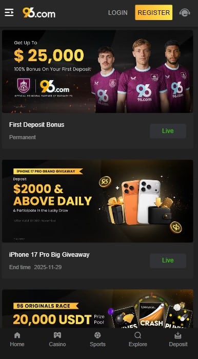 96.com Casino Bonuses