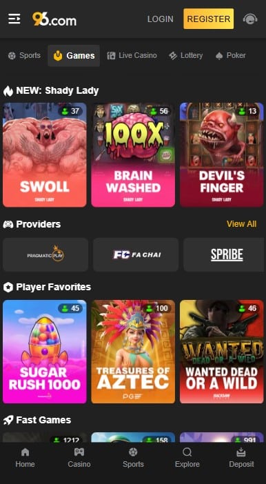 96.com Casino Games
