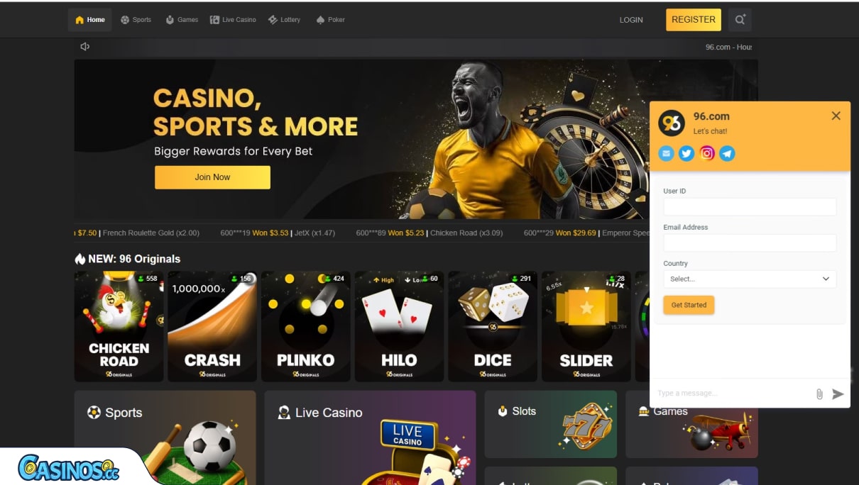 96.com Casino-klantenservice