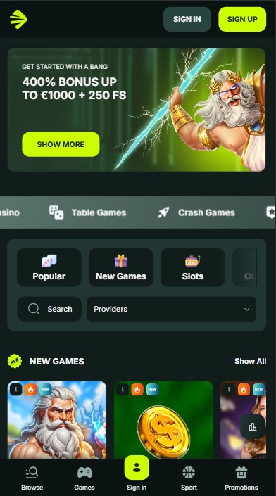 BetNJet Casino Lobby