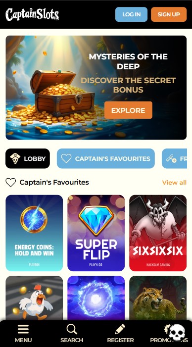 Captain Slots Casino Lobby