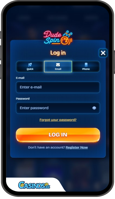 DudeSpin Casino Login vom Handy aus