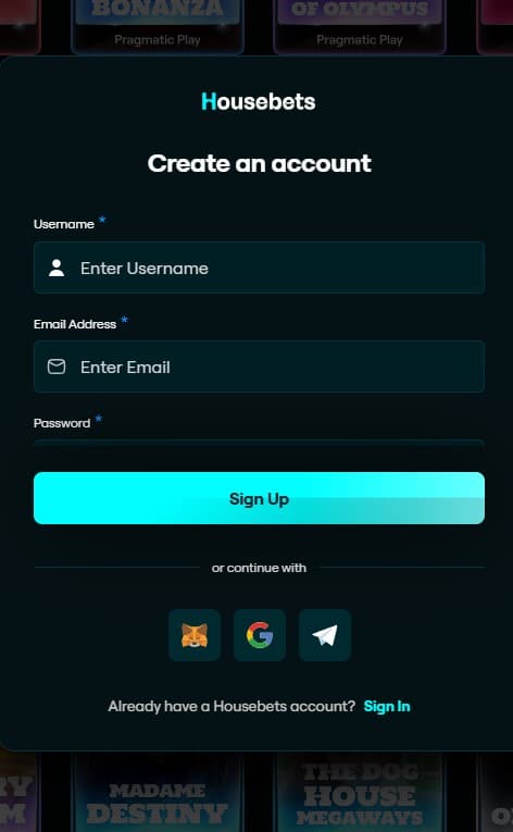 Housebets Casino Sign Up