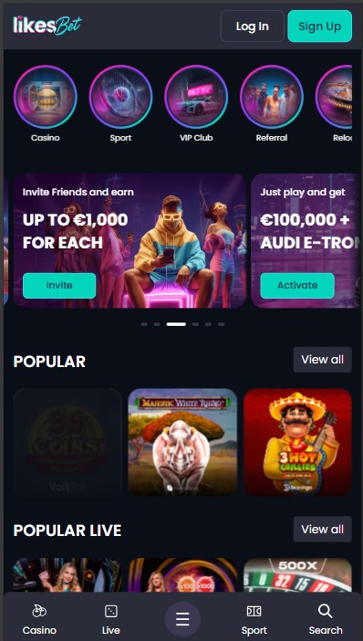 LikesBet Casino Lobby