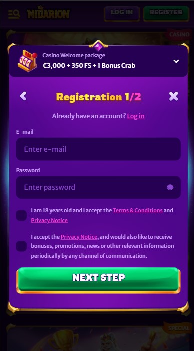 Midarion Casino Sign Up