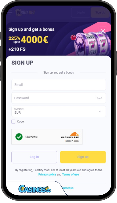 Inloggen bij VibroBet Casino via mobiel