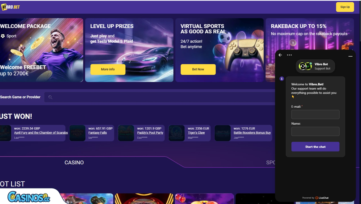 Assistance du casino VibroBet