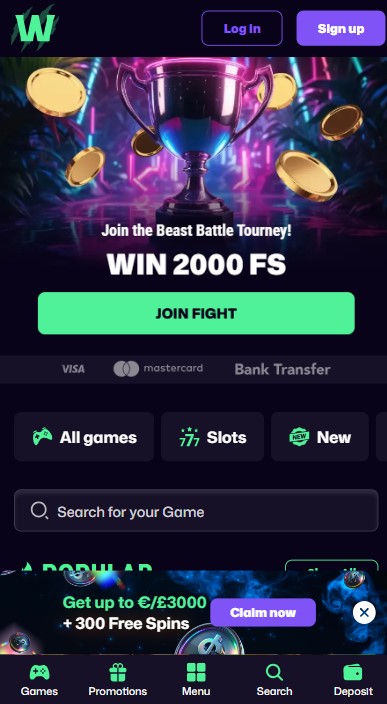 WinBeast Casino Lobby