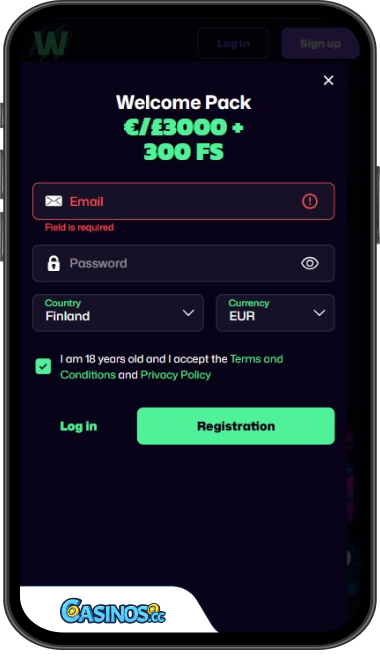 WinBeast Casino-Anmeldung über das Handy