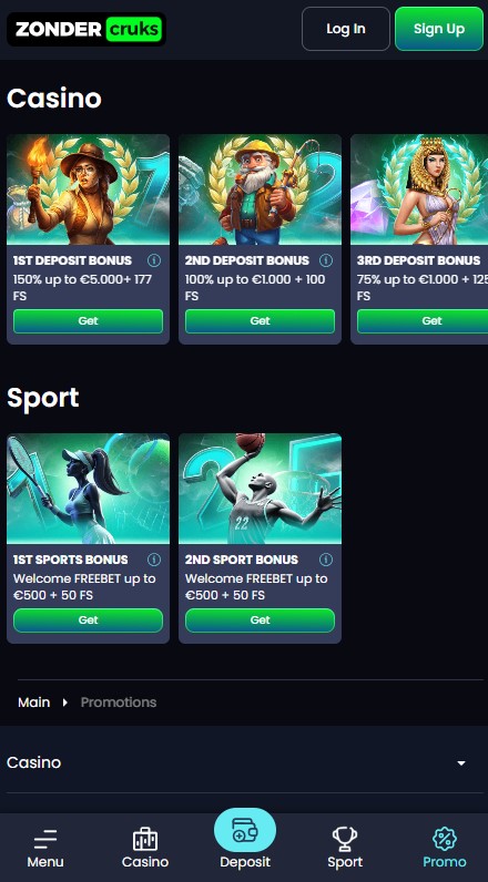 Zonder Cruks Casino Bonuses